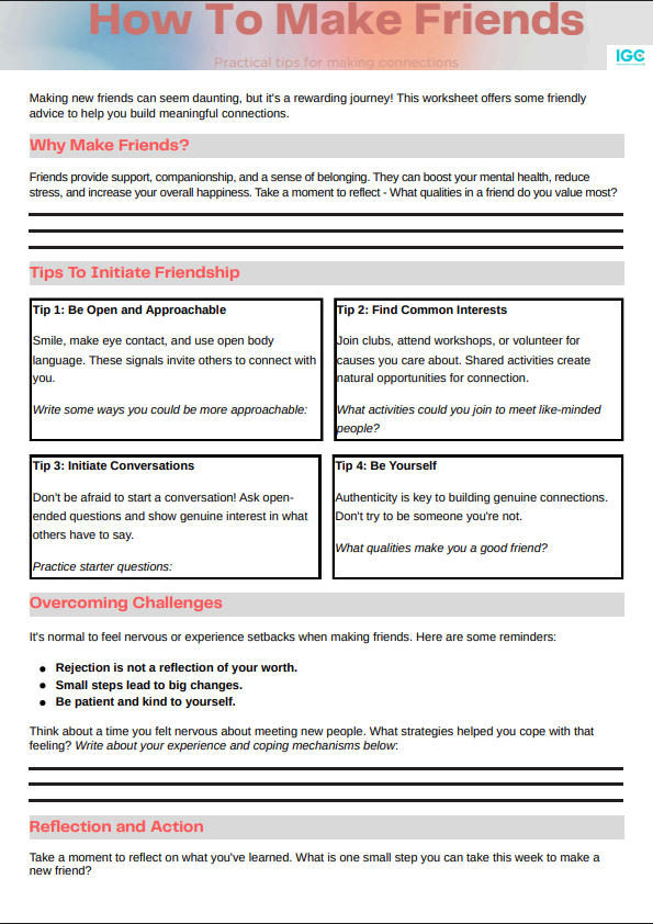 How to Make Friends worksheet