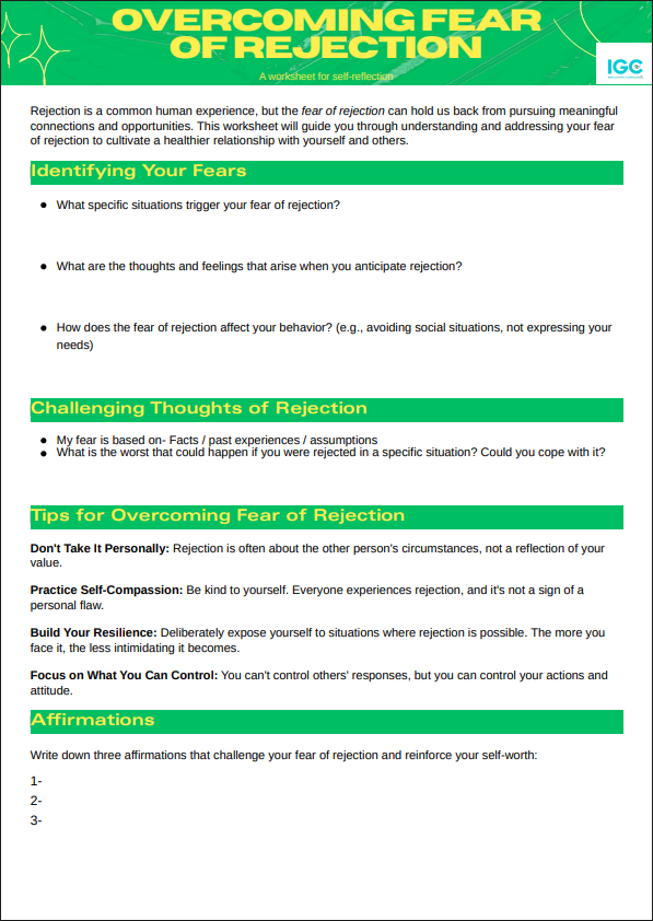Overcoming Fear of Rejection-worksheet