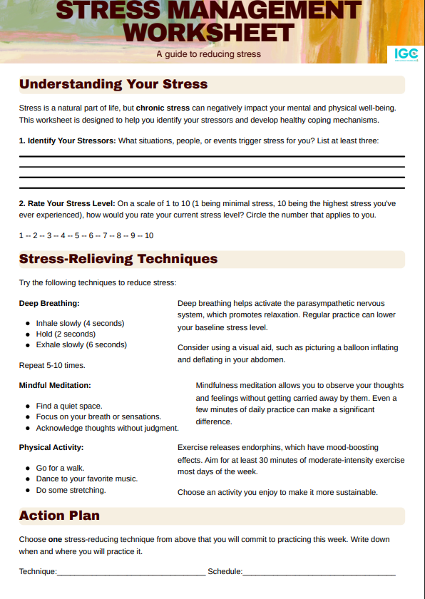 Stress Management Worksheet